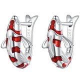 925 Silver Koi Fish Jewelry Set Platinum Plated for Lucky Women