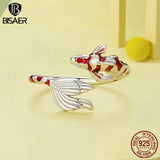 925 Silver Koi Fish Jewelry Set Platinum Plated for Lucky Women