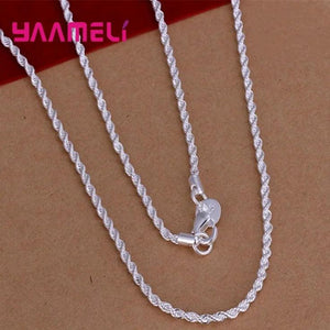 925 Sterling Silver Rope Chain Jewelry Set 4MM