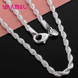 925 Sterling Silver Rope Chain Jewelry Set 4MM