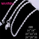 925 Sterling Silver Rope Chain Jewelry Set 4MM