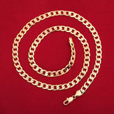 Stylish 925 Silver 18K Plated 8MM Chain Bracelet Necklace Set