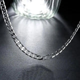 925 Silver 6MM Chain Bracelet Necklace Set for Women Wedding