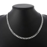 925 Silver 6MM Chain Bracelet Necklace Set for Women Wedding