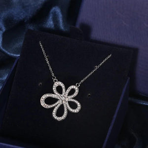 Sunflower Five Petal Pendant Necklace 925 Silver Zircon Wedding