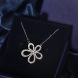 Sunflower Five Petal Pendant Necklace 925 Silver Zircon Wedding