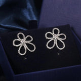 Sunflower Five Petal Pendant Necklace 925 Silver Zircon Wedding