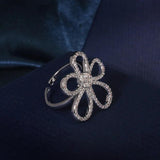 Sunflower Five Petal Pendant Necklace 925 Silver Zircon Wedding