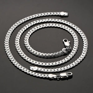 925 Silver Christmas Retro 6mm Chain Necklace Bracelets Set