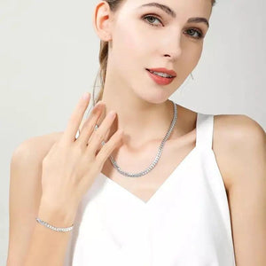 925 Silver Christmas Retro 6mm Chain Necklace Bracelets Set