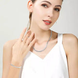 925 Silver Christmas Retro 6mm Chain Necklace Bracelets Set