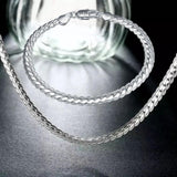925 Silver Christmas Retro 6mm Chain Necklace Bracelets Set