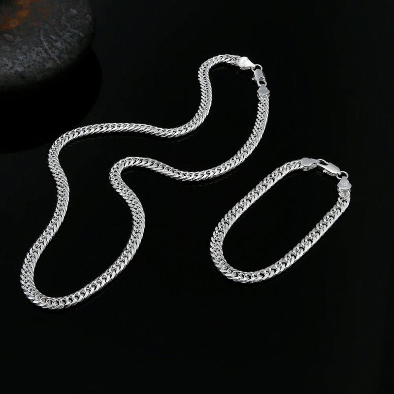 925 Sterling Silver Geometric Chain Jewelry Set