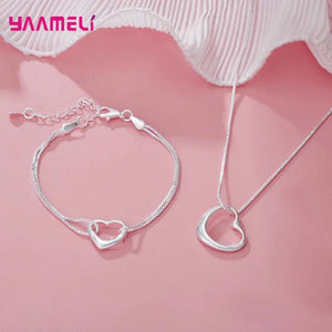 925 Sterling Silver Jewelry Set for Women: High Chains Bracelet Necklace