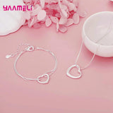 925 Sterling Silver Jewelry Set for Women: High Chains Bracelet Necklace
