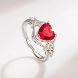 925 Silver Red Heart Zircon Women's Bridal Jewelry Set
