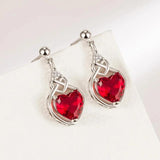925 Silver Red Heart Zircon Women's Bridal Jewelry Set