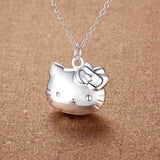 925 Sterling Silver Cat Necklace Bracelet Set for Women