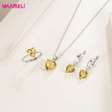 925 Silver Jewelry Set for Women Heart Zircon Earrings Necklace Ring