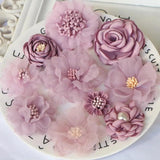 10PCS Purple Chiffon Flowers Wedding Dress DIY Accessories