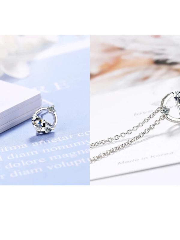 925 Silver Crystal Jewelry Sets for Women Wedding Earrings Necklaces