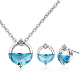 925 Silver Crystal Jewelry Sets for Women Wedding Earrings Necklaces