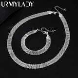 925 Silver Creativity Net Chain Bracelet & Necklace Set
