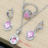 Pink Topaz Set - 925 Silver - Birthstone Jewelry