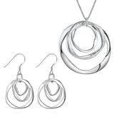 925 Silver Circle Pendant Jewelry Set for Women