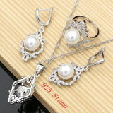 Freshwater Pearl Costume Jewelry Sets 925 Silver Wedding Bridal Stones Bracelet