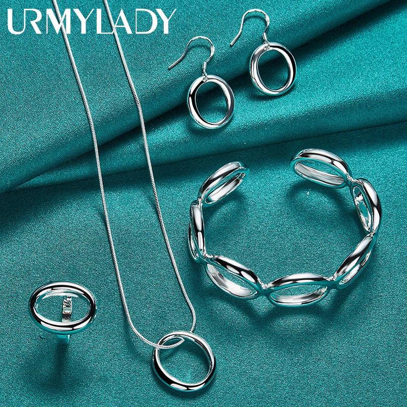 925 Sterling Silver Round Jewelry Set for Women