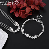 925 Sterling Silver Charm Beads Necklace Bracelet Set
