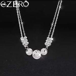 925 Sterling Silver Charm Beads Necklace Bracelet Set