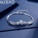 925 Sterling Silver Charm Beads Necklace Bracelet Set