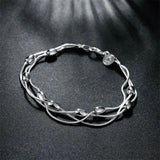 925 Sterling Silver Fringed Oval Beads Chain Jewelry Set