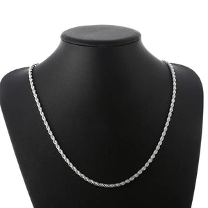 925 Silver 4MM Chain Twisted Rope Necklace Bracelets Set