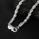 925 Silver 4MM Chain Twisted Rope Necklace Bracelets Set