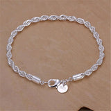 925 Silver 4MM Chain Twisted Rope Necklace Bracelets Set