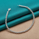 925 Silver Beaded Bracelet Necklace Set Wedding Party