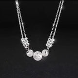 925 Sterling Silver Charm Beads Necklace Bracelet Set Wedding Gift