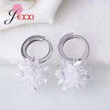AAA Zircon Ice Flower Jewelry Set 925 Sterling Silver Earrings/Necklace