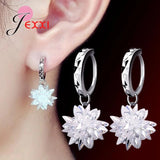 AAA Zircon Ice Flower Jewelry Set 925 Sterling Silver Earrings/Necklace