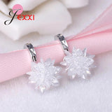 AAA Zircon Ice Flower Jewelry Set 925 Sterling Silver Earrings/Necklace
