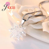 AAA Zircon Ice Flower Jewelry Set 925 Sterling Silver Earrings/Necklace