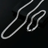 925 Sterling Silver 6MM Chain Bracelets Necklaces Set