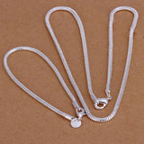 925 Sterling Silver 3MM Snake Bone Chain Necklace Bracelets Set