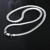 925 Sterling Silver Christmas Flat Chain Necklace Bracelets Set