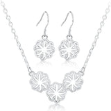 925 Silver Flowers Jewelry Set for Women Wedding Party