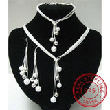 925 Silver 5-Wire Beads Jewelry Set for Wedding Party