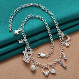 925 Silver Ring/Cross/Star/Moon Set For Women Wedding Charm Jewelry